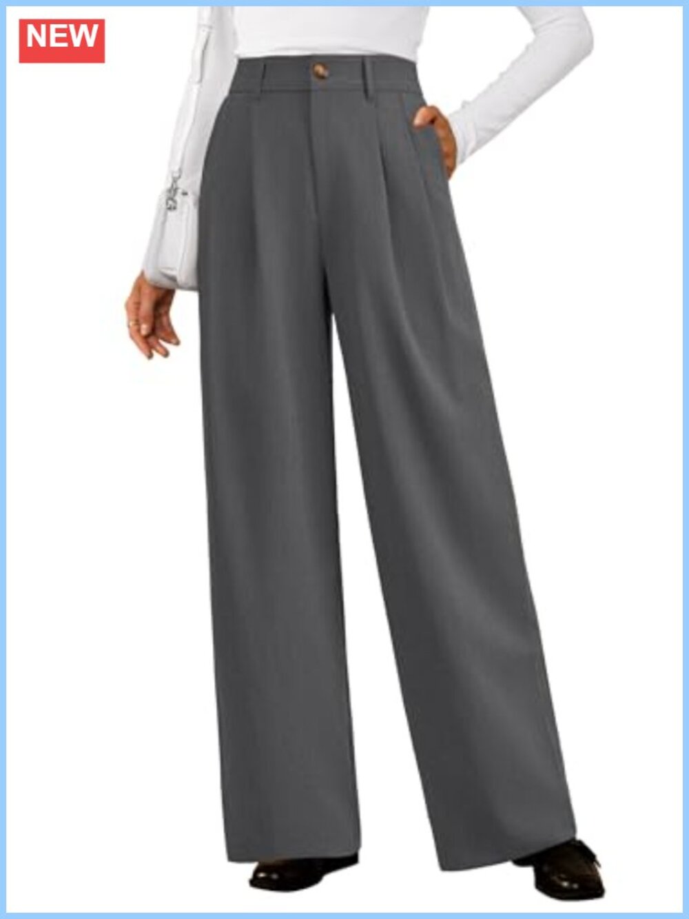 Wool Blend Straight Leg Business Casual Pants